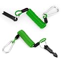 lasuroa 2pcs Trailer Brake Away Cable, 6FT High Rebound Emergency Brake Safety Cables with Pin and Carabiner, Coiled Wire Breakaway Switch for RV Camper Trailer Towing Accessories (Green)