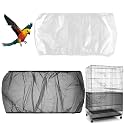 2Pcs Universal Bird Cage Seed Catcher, Adjustable Bird Cage Netting Seed Catcher, Large Stretchy Bird Cage Cover Skirt, Soft Airy Cage Net Stretchy Skirt for Round Square Cages (White, Black)