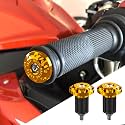 2PCS Universal Motorcycle Bar End Plug, Aluminum Alloy Handlebar Grip End Caps, 7/8" 22mm Moto Grips Ends Replacement for Kawasaki, Suzuki, Yamaha, Ducati (Gold)