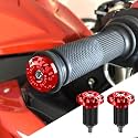 2PCS Universal Motorcycle Bar End Plug, Aluminum Alloy Handlebar Grip End Caps, 7/8" 22mm Moto Grips Ends Replacement for Kawasaki, Suzuki, Yamaha, Ducati (Red)