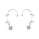 2PCS Women's Clip-On Earrings Hook Without Pierced Rose Flower Ear Bone Clip Ear Clip Butterfly
