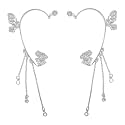 2PCS Women's Clip-On Earrings Hook Without Pierced Rose Flower Ear Bone Clip Ear Clip Butterfly
