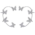 2PCS Women's Clip-On Earrings Hook Without Pierced Rose Flower Ear Bone Clip Ear Clip Butterfly