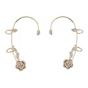 2PCS Women's Clip-On Earrings Hook Without Pierced Rose Flower Ear Bone Clip Ear Clip Butterfly