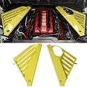 2PCS Yellow Engine Bay Side Panel Covers for Corvette C8 Stingray 2020+ and for C8 Z06 2023+,ABS Plastic Mid-Motor Engine Compartment Frame Dress Up Trim Protective Decor Panels Covers