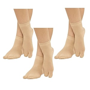 2vrn womens ankle length thumb toe cotton sockscombo pack of 3 pairs in skin color