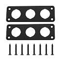 2X Car Three-Hole Round Switch Panel Aluminum Alloy 103x35x2.5mm for Car Truck Boat RV with Screws