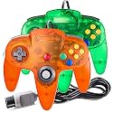 suily Classic Controller Wired Game Controller Retro Joystick for N64 Console N64 Gamepad (Orange+Green)