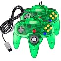 suily Classic Controller Wired Game Controller Retro Joystick for N64 Console N64 Gamepad (2 Pack Green)