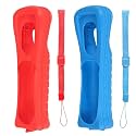 2X Wii Silicone Case Cover with Wrist Strap for Wii Remote Controller (Red and Blue)