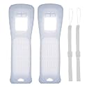 2X Wii Silicone Case Cover with Wrist Strap for Wii Remote Controller (White)