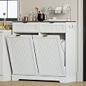2x13 Gallons Double Tilt Out Trash Can Cabinet, Trash Cabinet, White