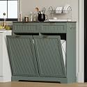 2x13 Gallons Double Tilt Out Trash Can Cabinet, Trash Cabinet, Green