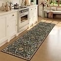 2x6 Floral Runner Rug for Kitchen Washable Hallway Runner Rug