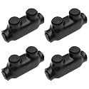 3/0-6AWG Insulated 1 Port Inline Splice Connector Black Wire Connectors,Allen Hex 7/32" Insulated Cable Connectors Pre-Loaded Oxide Inhibitors,UL Listed(4pcs)