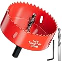 4 in. Bi-Metal Hole Saw with Arbor and Pilot Bit - Fast Cut Quality Hole Cutter Drill Bit for Wood, Plywood, Fiberglass, Plastic, Drywall, and Stainless Mild Sheet - 30mm Cutting Depth