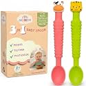 3-in-1 Baby Spoons Self Feeding 6 Months, Silicone Spoon, Cow &amp; Tiger