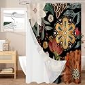 3 in 1 Boho Floral Shower Curtain Set with PEVA Liner &amp; 12 Hooks, 72 x 72