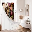 3 in 1 Boho Purple Shower Curtain Set with PEVA Liner &amp; 12 Hooks, 36 x 72