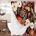 3 in 1 Boho Purple Shower Curtain Set with PEVA Liner &amp; 12 Hooks, 72 x 78