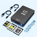 3 in 1 CFexpress Type B & XQD & SD Card Reader 10Gbps USB3.1 Gen2, Aluminum Typ B CFexpress Adapter Camera External Memory Card Reader Support Windows/Mac OS/Linux/Android with USB-A/USB-C Cable,Black