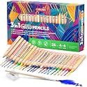 3 In 1 Color Pencil Set for Kids -24 Colored Pencil for Toddlers. Fat Coloring Pencils with Brush and Sharpener - Non-Toxic and Vegan Cute Color Pencils Perfect for Toddler Art Supplies
