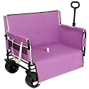 3-in-1 Convertible Folding Wagon Cart with Bench Seat & Storage - 500lbs Heavy-Duty Utility Wagon, 180L Capacity All-Terrain Wheels for Camping, Beach, Sports, Garden (Purple)