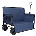 3-in-1 Convertible Folding Wagon Cart with Bench Seat &amp; Storage - 500lbs Heavy-Duty Utility Wagon, 180L Capacity All-Terrain Wheels for Camping, Beach, Sports, Garden (Dark Blue)