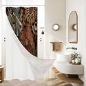 3 in 1 Dark Floral Shower Curtain Set with PEVA Liner &amp; 12 Hooks, 36 x 72