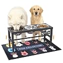 3-in-1 Elevated Dog Feeder with 3 Stainless Steel Bowls, Heavy Iron Stand, Custom Name Plate, Non-Slip Mat - Easy Clean for Multiple Dogs