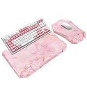 3-in-1 Ergonomic Keyboard Stand with Wrist Rest &amp; Mouse Pad Set,Pink Marble