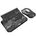 3-in-1 Ergonomic Keyboard Stand with Wrist Rest &amp; Mouse Pad Set, Black Wave