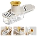 3 in 1 Garlic Slicer with Container and Hand Guard, Manual Garlic Cutter and Vegetable Grater Tool with Removable Blades