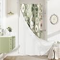 3 in 1 Green Floral Shower Curtain Set with PEVA Liner &amp; 12 Hooks, 36 x 72