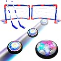 3-in-1 Hover Hockey Soccer Ball Set, Rechargeable Air Soccer and Floating Battery Hockey Kids Toys with LED Lights and Foam Bumper, 2 Goals for Boys and Girls Ages 4 5 6 7 8-12 for Indoor/Outdoor Game