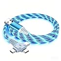 3-in-1 LED Blue Flowing Light Fast Charging Cable 39-inch, Soft PVC USB Cable with Super Fast Charging, High-Speed Data Sync &amp; Energy-Saving Light Effect, Compatible with Nearly All Devices.