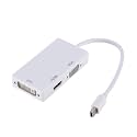 3 in 1 MI-N/I Displayport DP Male to DVI HDMI VGA Audio Female Adapter Display Port Cable Converter for Computer Projector(White)
