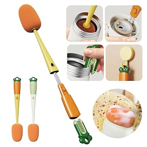 3 in 1 multifunctional cleaning brush soft sponge cup cleaning brush with long handle multipurpose bottle cleaner cup cover lid groove cleaner home kitchen washing tool 3 in 1 sponge brush
