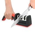 3-in-1 Professional Grade Knife Sharpener Pack of 1, Easy Handle Grip with Stable Base, 3-Stage Sharpening Tool for All Types of Knives