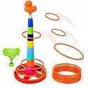 3-in-1 Ring Toss Game for Kids with Interchangeable Topper, Stacking Tower, Flying Disc & Rings – 8 Stacking Cups, 8 Toss Rings | Indoor Outdoor Skill Development Toy for Boys & Girls 3+