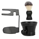 3 IN 1 Shaving Brush Set With Brush Stand & Soap Bowl, Men Shaving Kit Tool, ABS Material Durable Shaving Accessories, Ergonomic Design for Smooth Comfortable Shaving Experience at