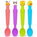 3-in-1 Silicone Baby Spoons Self Feeding 6 Months, Teether Spoon, Full Set