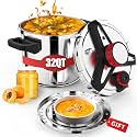 3-In-1 Stainless Steel Pressure Cooker 32 QT: [Save 70% Time] [3 PSI Settings], One-Hand Locking Pressure Canner, Induction Compatible, Steamer Rack Included, Olla de Presion