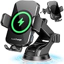 3-in-1 Wireless Car Charger Mount, 15W Fast Charging Auto-Clamping Phone Holder for iPhone 17 16 15 14, Samsung Galaxy S24 S23, Dashboard, Vent &amp; Windshield Car Mount
