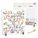 Chanak 3-in-1 Wooden Alphabet Learning Board for Kids, Includes Marker, Dot-to-Dot Tracing &amp; Maze Puzzle, Educational Toy for Early Literacy Development in Preschoolers 3+ Years