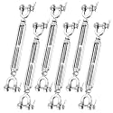 3/16" Jaw and Jaw Turnbuckle 304 Stainless Steel Heavy Duty Turnbuckles for Cables Wire, Shade Sail Hardware, Zipline, Outdoor Applications, Cable Traction 400 Lbs Working Load Limit(6 Pack)