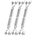 3/16" Stainless Steel Turnbuckle Tensioner M5 Heavy Duty Turnbuckles Jaw and Jaw Turnbuckle for Cables Wire Rope, Shade Sail, Zipline, Outdoor Applications, Cable Traction (3 Pack)