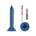 3/16" x 1-1/4" Concrete Screws, 100 PCS Blue Flat Head Concrete Screws Anchor Kit for Masonry, Cement, Block, Brick or Stucco