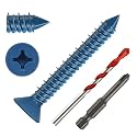 3/16" x 1-3/4" Concrete Screws, 100 PCS Blue Flat Head Concrete Screws Anchor Kit for Masonry, Cement, Block, Brick or Stucco