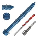 3/16" x 2-3/4" Concrete Screws, 50 PCS Blue Hex Washer Head Concrete Screws Anchor Kit with Drill Bit and Hex Bit Socket, for Masonry, Cement, Block, Brick or Stucco
